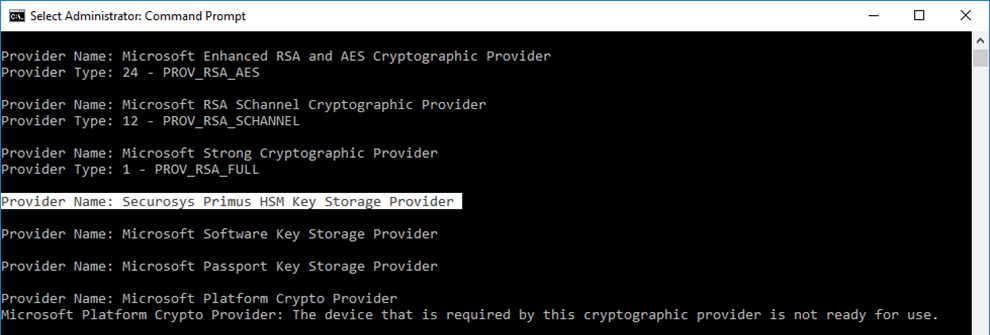 Screenshot showing the certutil output