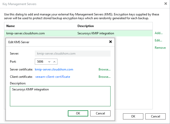 KMIP Server details