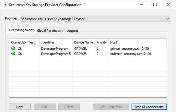 Screenshot showing the connectivity test after it succeeded