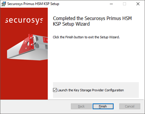 Screenshot showing completion of the installation wizard