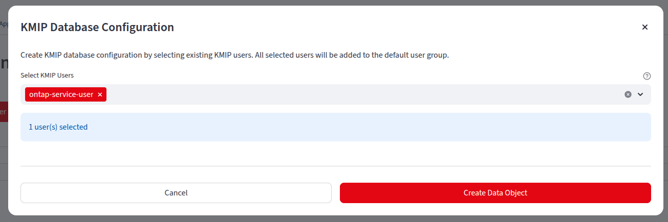 Screenshot of Create KMIP Data Object